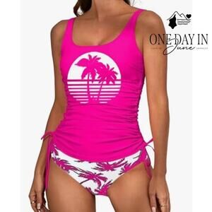 CharmLeaks Drawstring Swimdress Tankini Swimsuit Size L